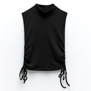 Zara | NWOT Side Rouched Black Top